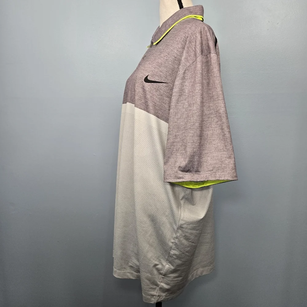 Nike Golf Polo‎ Mens XL Dri Fit Gray Short Sleeve Shirt